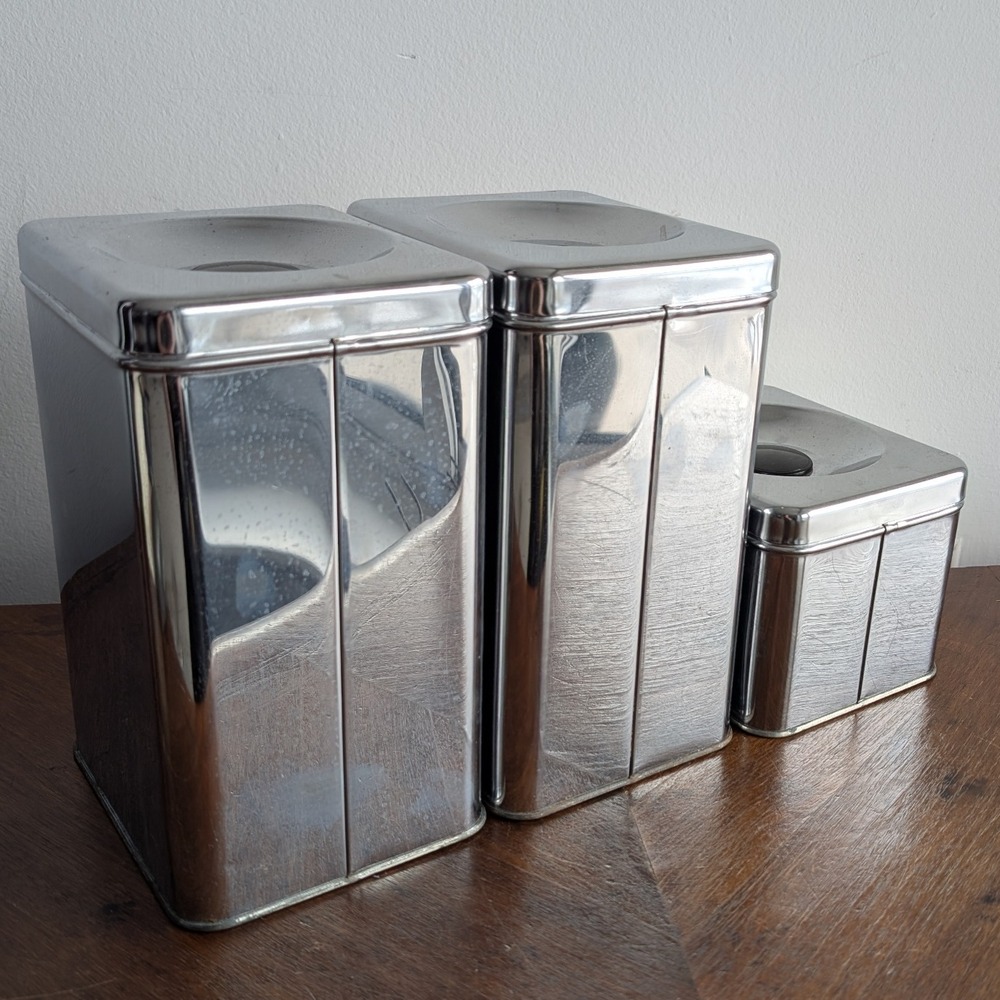MCM Vintage Lincoln Beautyware Chrome Metal 3 Piece Canister Set - Picture 3 of 13